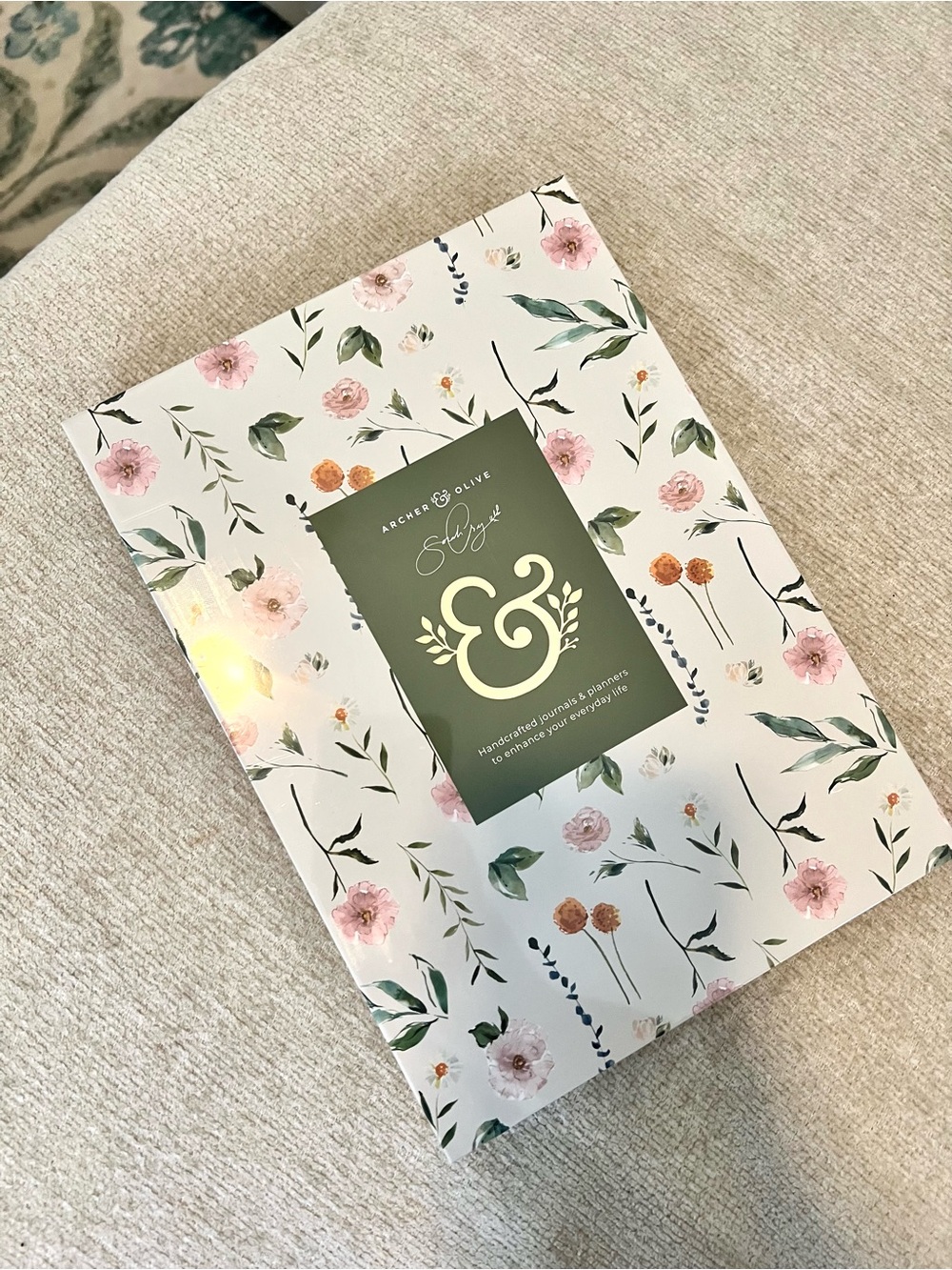 Archer & Olive Floral Dot Grid Notebook - Green & Pink Floral Design